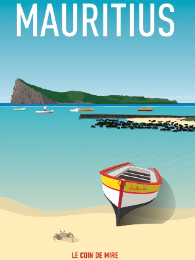 Lagons du Nord avec pirogues et l’îlot Coin de Mire à l’horizon