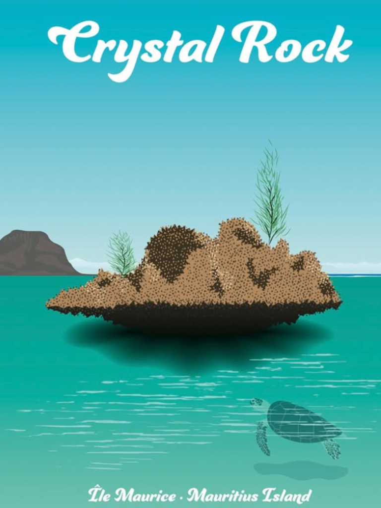 Lagon turquoise avec l’îlot rocheux Crystal Rock près du Morne