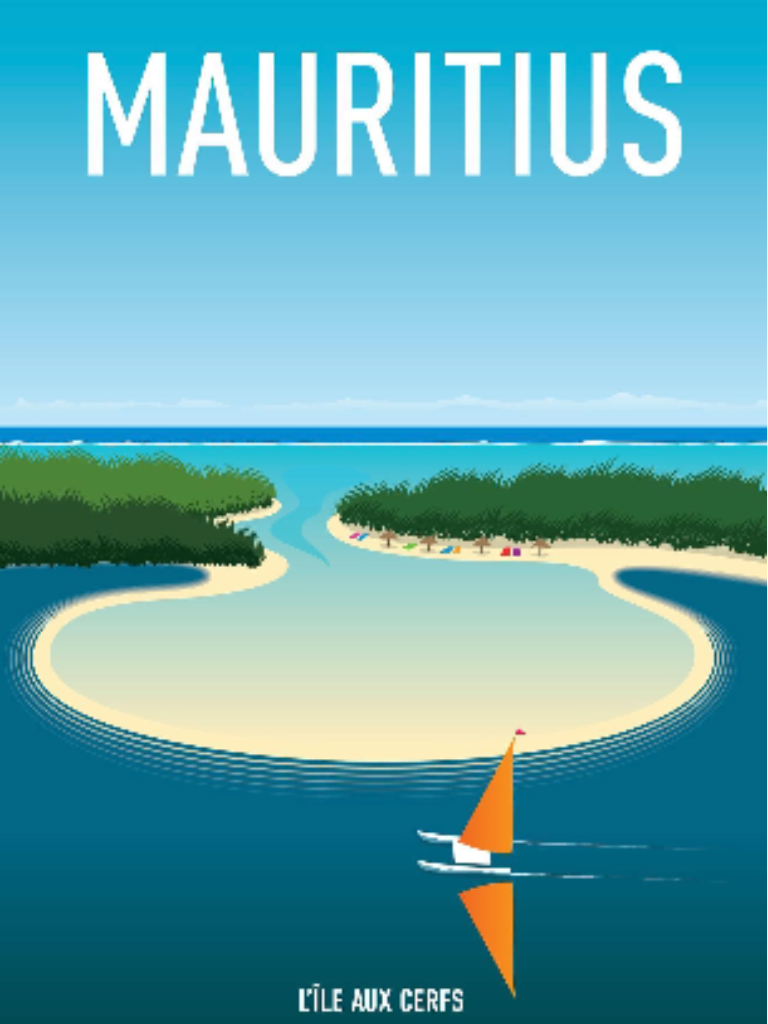 Bancs de sable et hauts-fonds d’Île aux Cerfs avec voile et chenal sinueux